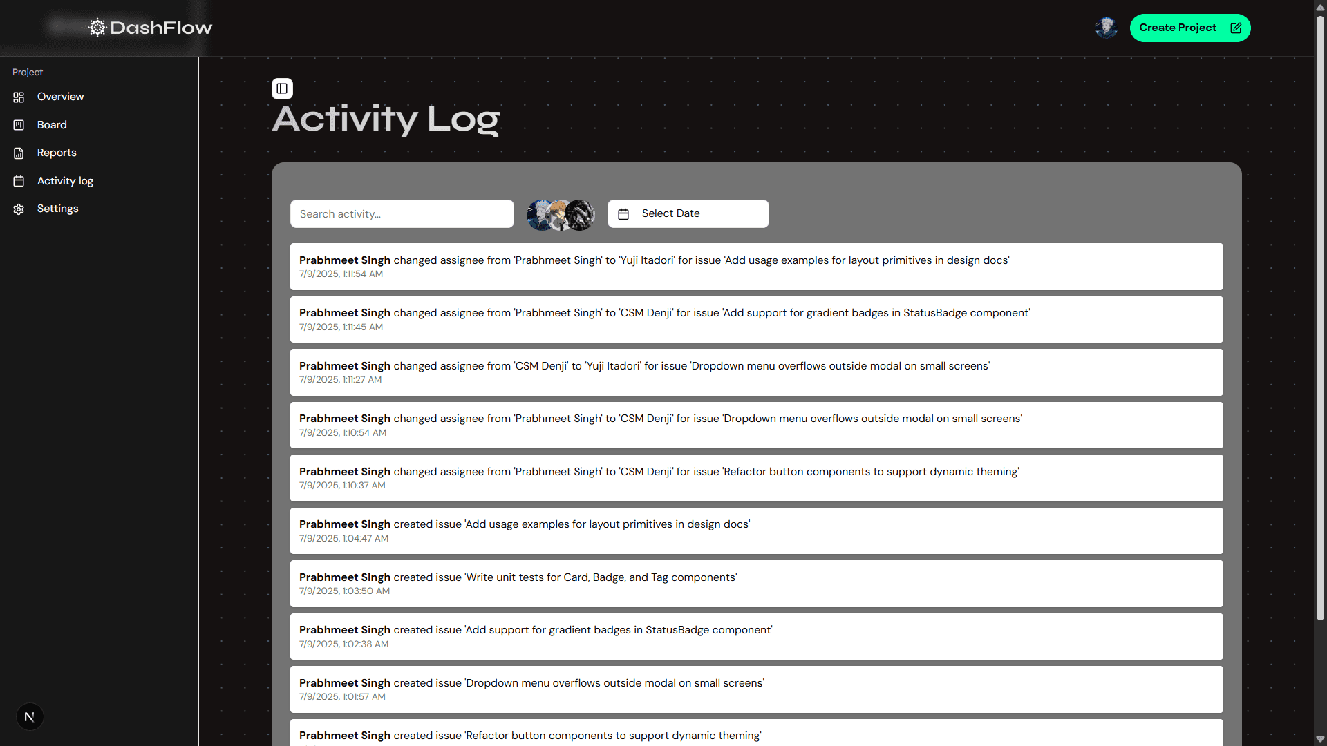 Activity Log